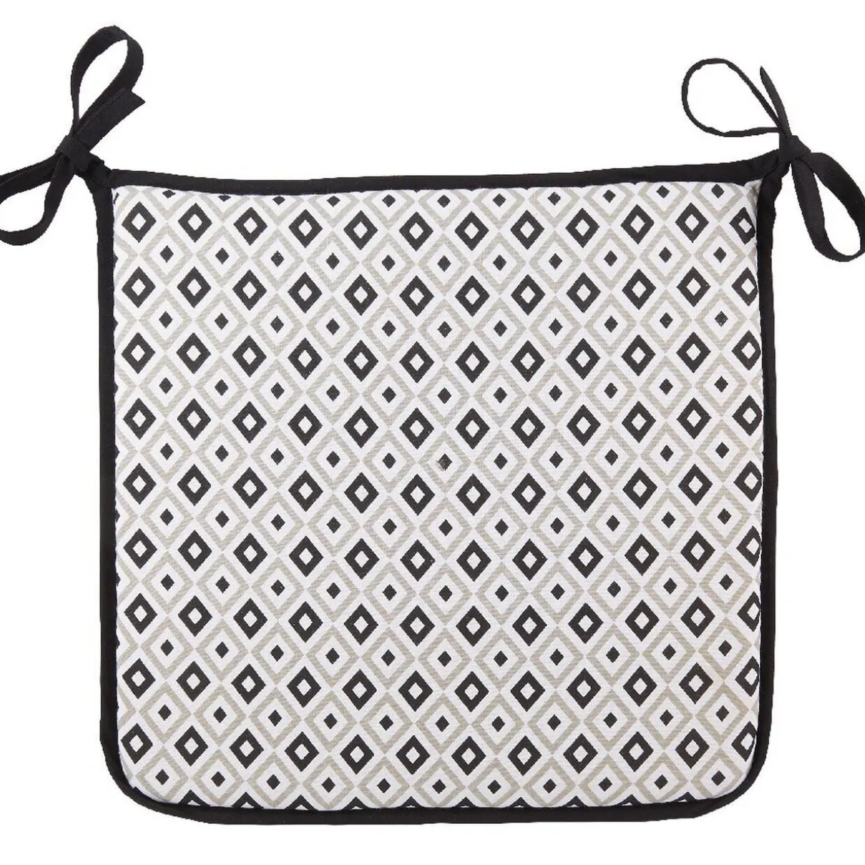 Galette de chaise imprimé graphique noir blanc