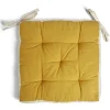 Galette de chaise matelassée en coton moutarde 40x40cm