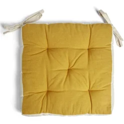 Galette de chaise matelassée en coton moutarde 40x40cm