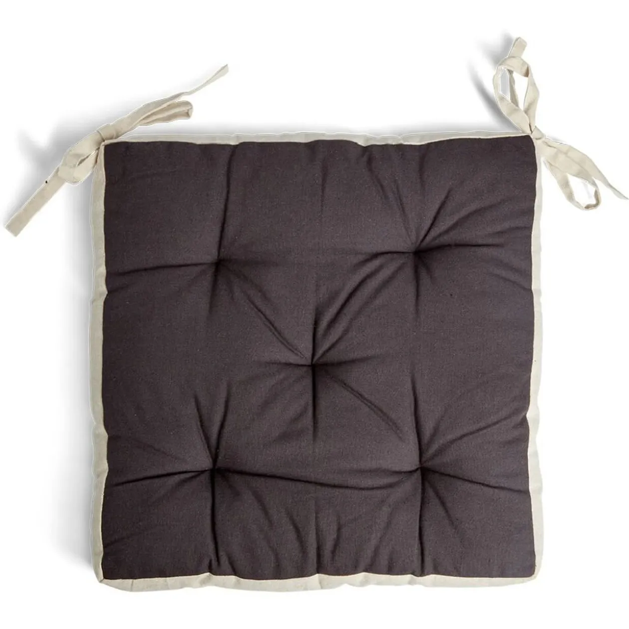 Galette de chaise matelassée en coton gris 40x40cm