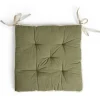 Galette de chaise matelassée en coton vert 40x40cm