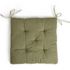 Galette de chaise matelassée en coton vert 40x40cm