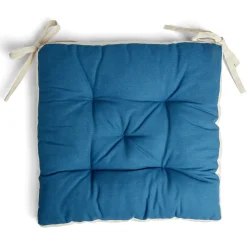 Galette de chaise matelassée en coton bleu 40x40cm
