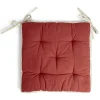 Galette de chaise matelassée en coton terracotta 40x40cm