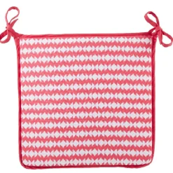 Galette de chaise motif zig zag blanc rose