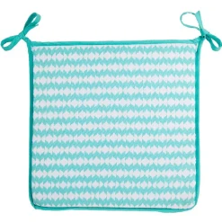 Galette de chaise motif zig zag blanc bleu turquoise