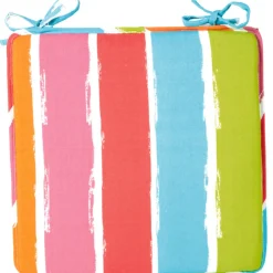 Galette de chaise rayée multicolore