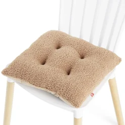 Galette de chaise 40x40cm effet laine bouclée kaki