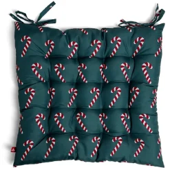 Galette de chaisse carrée motif sucre d'orge vert et rouge 40x40cm