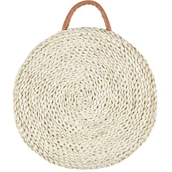 Galette ronde végétale blanc écru avec poignée