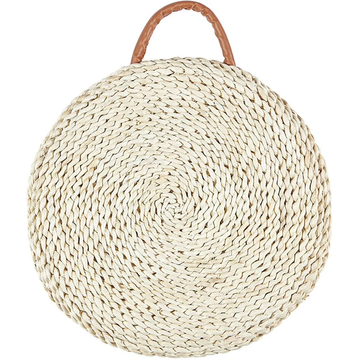 Galette ronde végétale blanc écru avec poignée