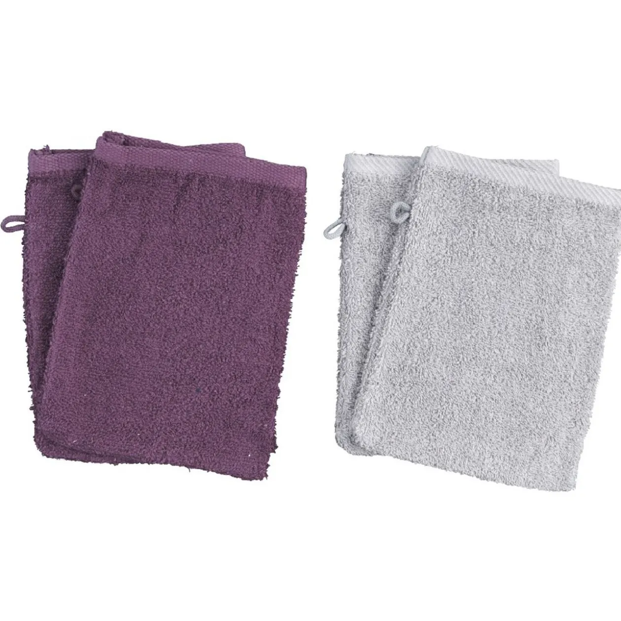 Gant de toilette en coton uni x4