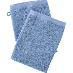 Gant de toilette en coton bleu x 2