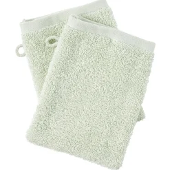 Gant de toilette en coton vert x 2