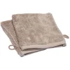 Gant de toilette x2 coton taupe