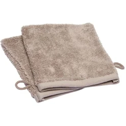 Gant de toilette x2 coton taupe