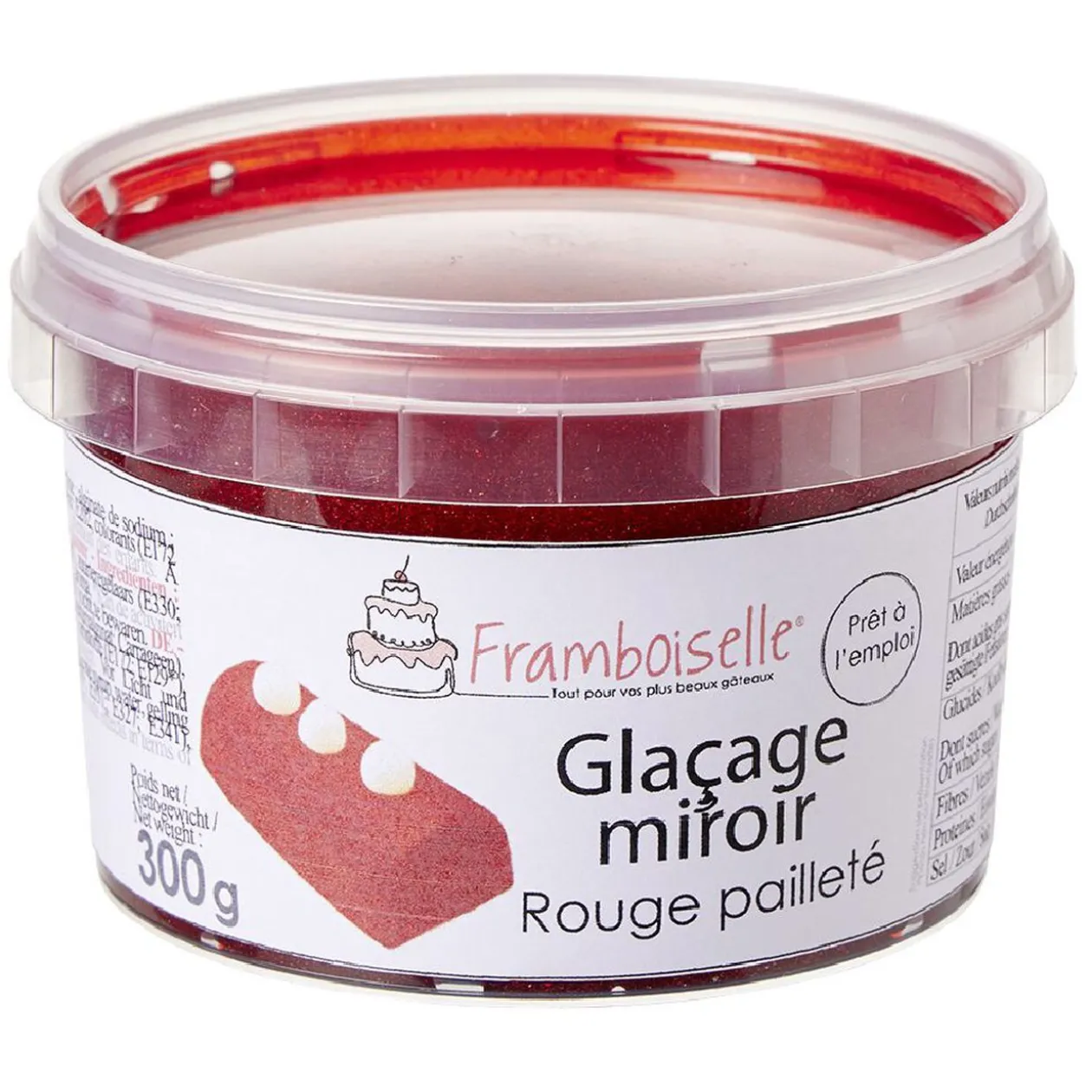 Glaçage miroir rouge pailleté 300g