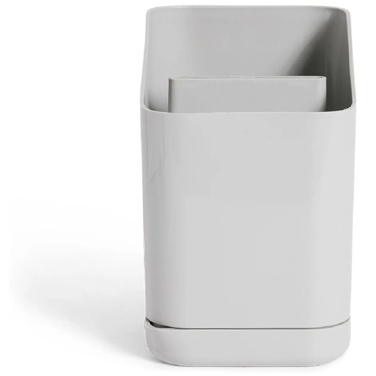 Égoutoir à couverts et ustensiles plastique gris - 11x11xH17cm