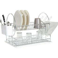 Égouttoir 2 niveaux avec receveur blanc