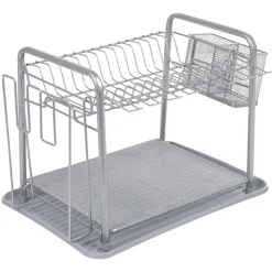 Égouttoir à vaisselle métallique gris
