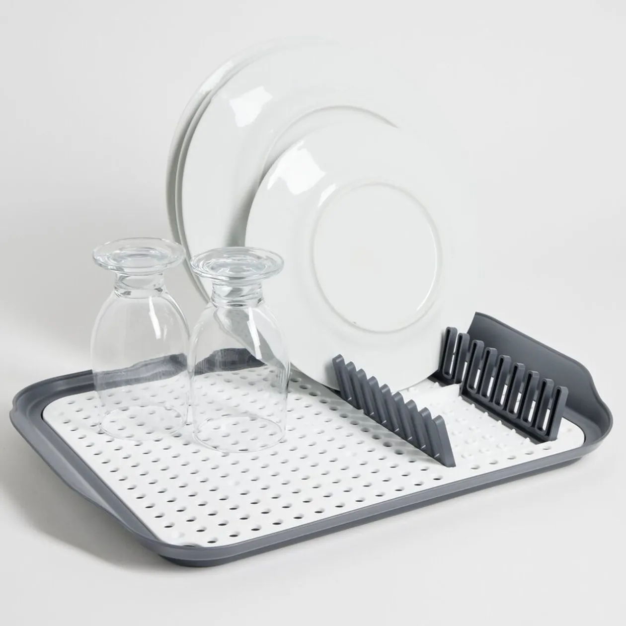 Égouttoir à vaisselle 30,3x41,5x3,8cm plastique gris et blanc