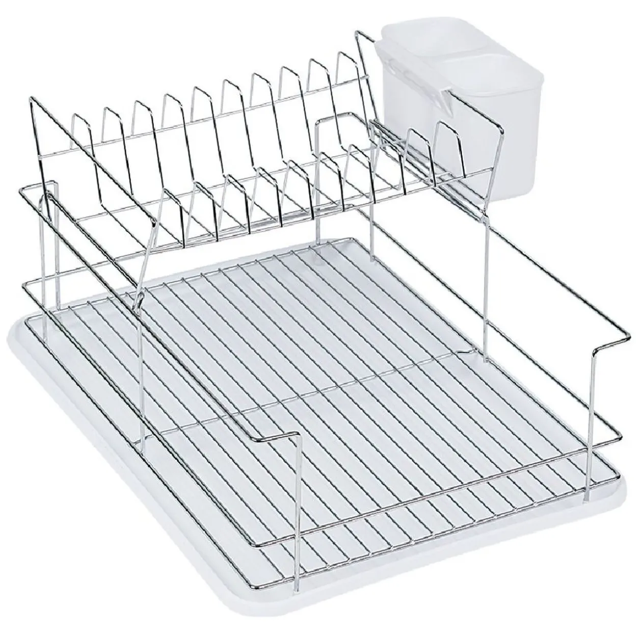 Égouttoir avec plateau et supports couverts blanc 2 niveaux