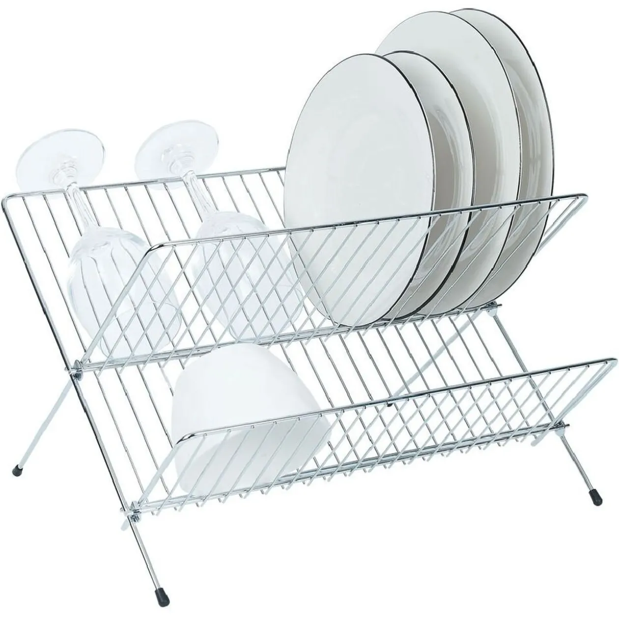 Égouttoir pliable en métal gris 36x31xH22cm