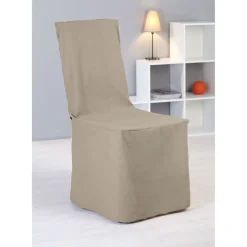 Housse de chaise à nouettes taupe uni