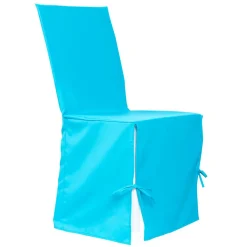 Housse de chaise bleue à nouettes