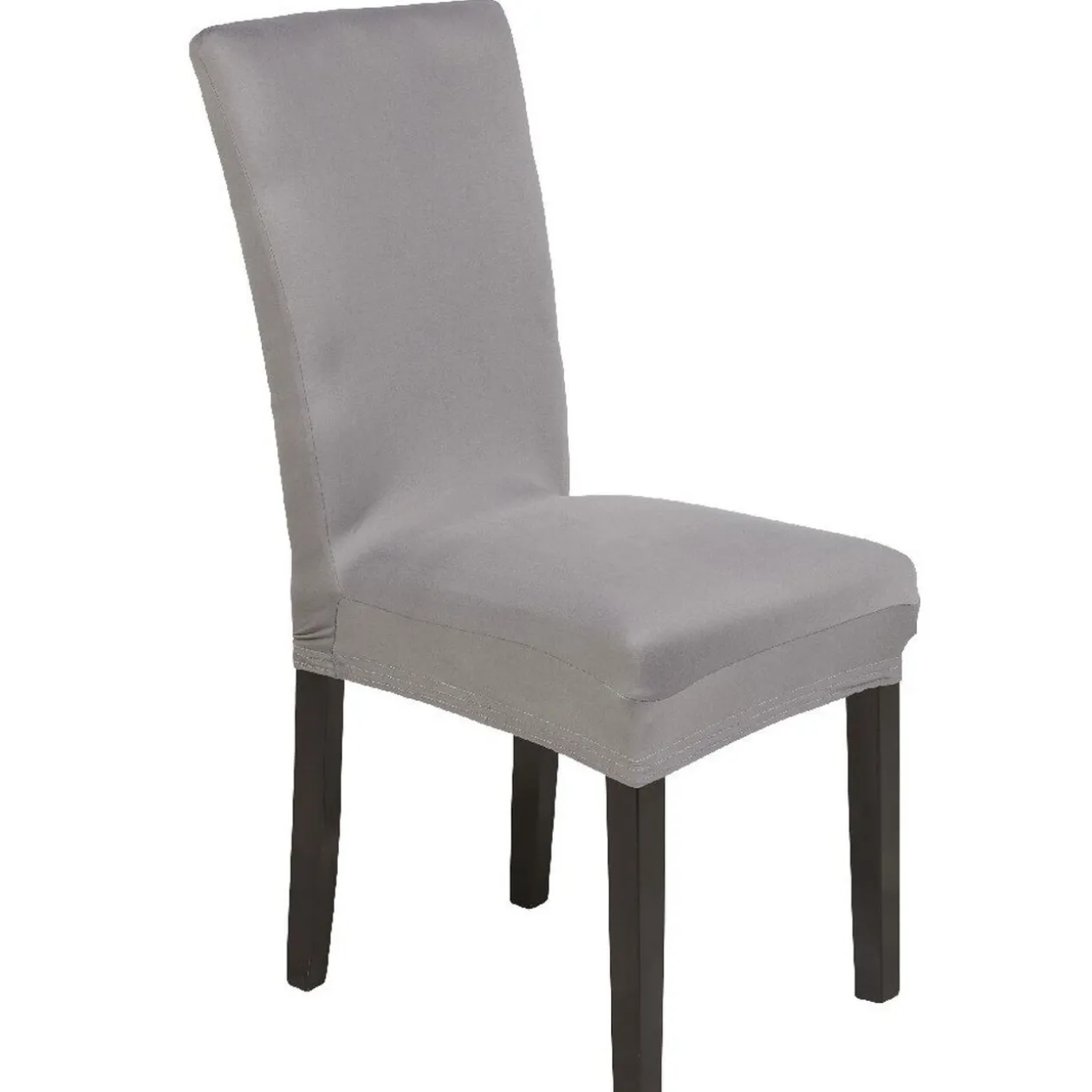 Housse de chaise extensible uni gris clair