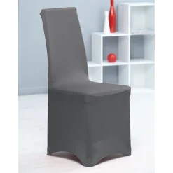 Housse de chaise gris foncé uni