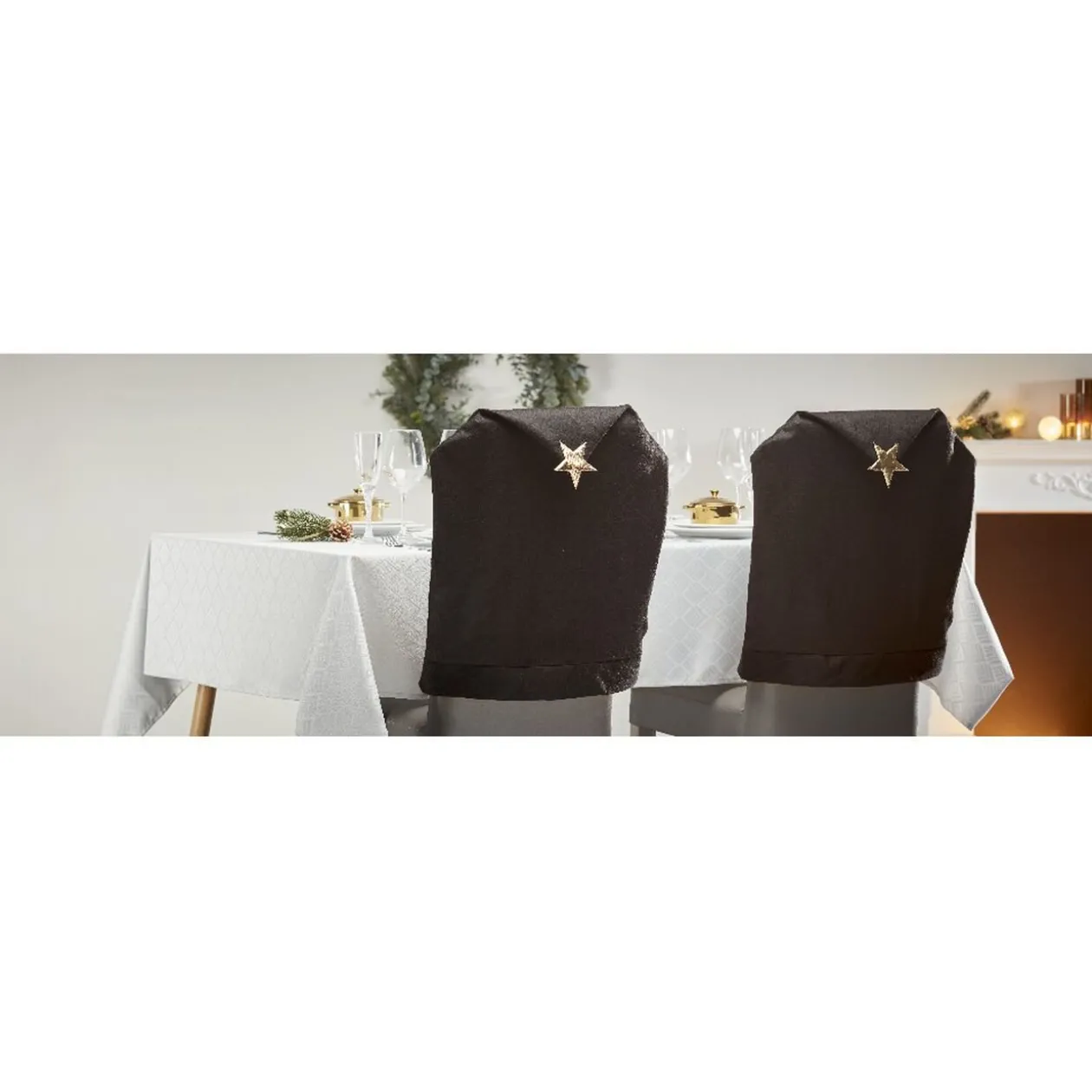 Housse de chaise noire motif étoile or