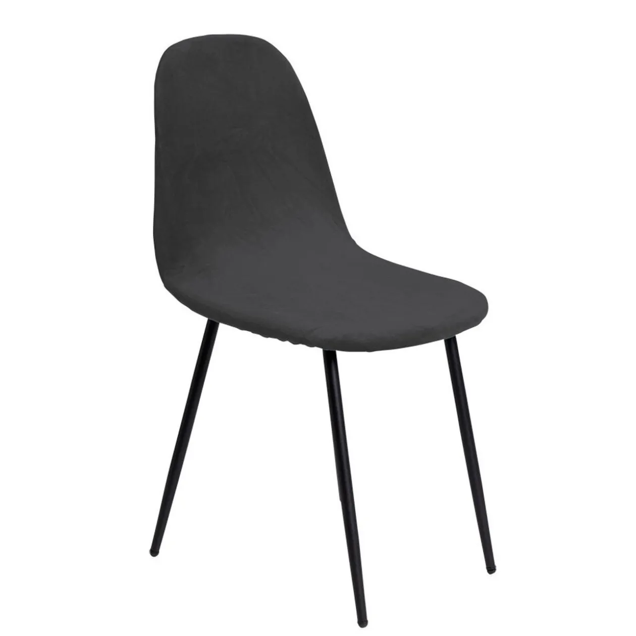 Housse de chaise velours extensible gris L45xP40xH45cm