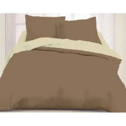 Housse de couette 2 personnes chocolat ficelle