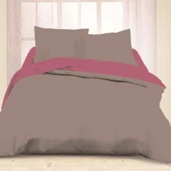 Housse de couette 2 personnes gris rose