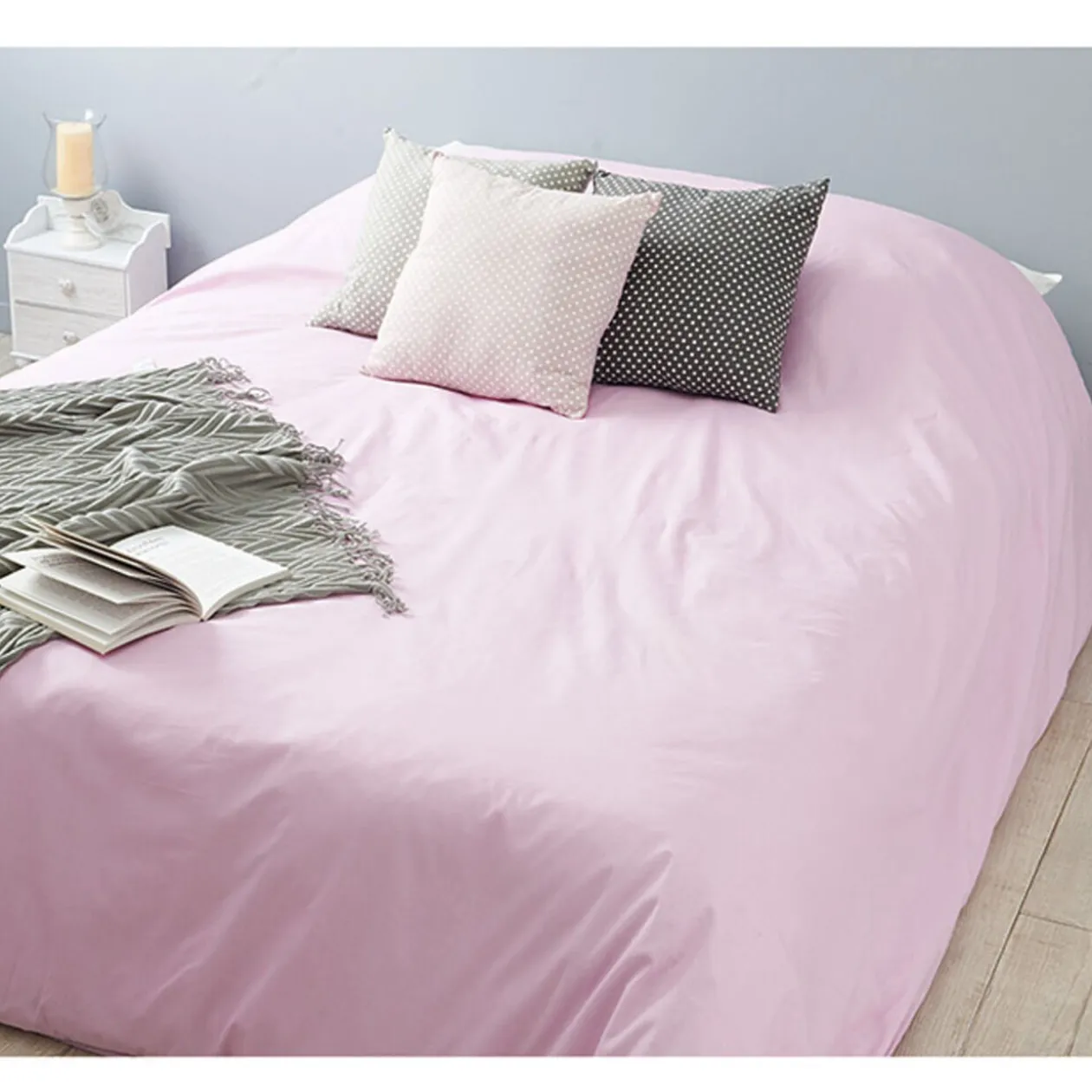 Housse de couette 2 places rose unie
