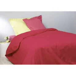 Housse de couette 2 places rose fuchsia uni