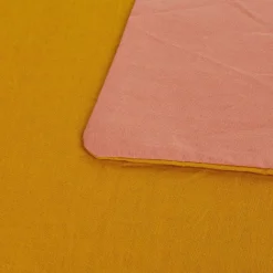 Housse de couette bicolore jaune moutarde rose 2 personnes