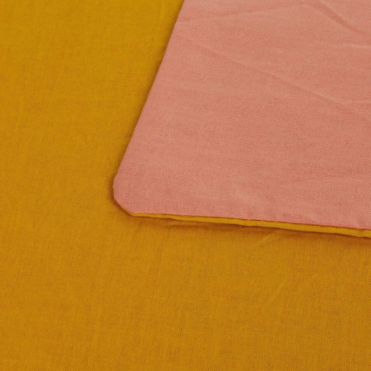 Housse de couette bicolore jaune moutarde rose 2 personnes