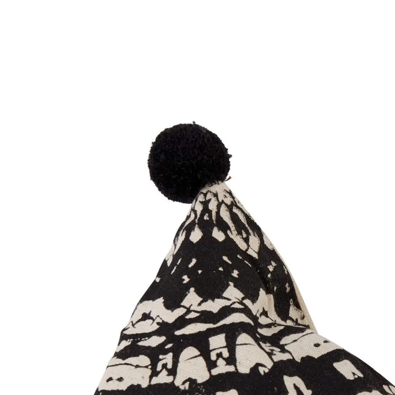 Housse de coussin à pompons noir et blanc carrée tropical