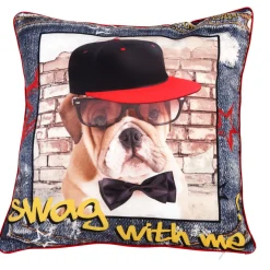 Housse de coussin design chien