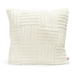 Housse de coussin effet tissé fausse fourrure lapin 45x45cm crème