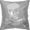 Housse de coussin gris design tête de mort