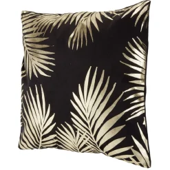 Housse de coussin imitation velours 40x40cm noir motif doré