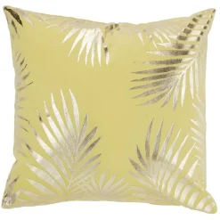 Housse de coussin imitation velours 40x40cm jaune moutarde motif argenté