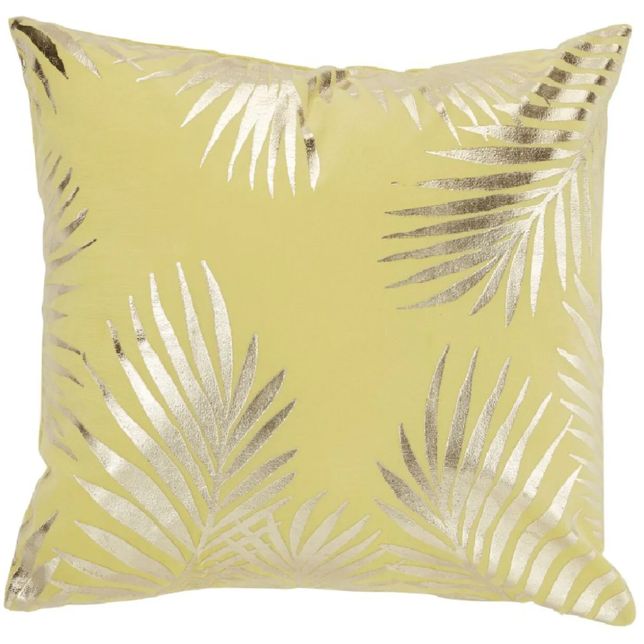 Housse de coussin imitation velours 40x40cm jaune moutarde motif argenté