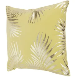 Housse de coussin imitation velours 40x40cm jaune moutarde motif argenté