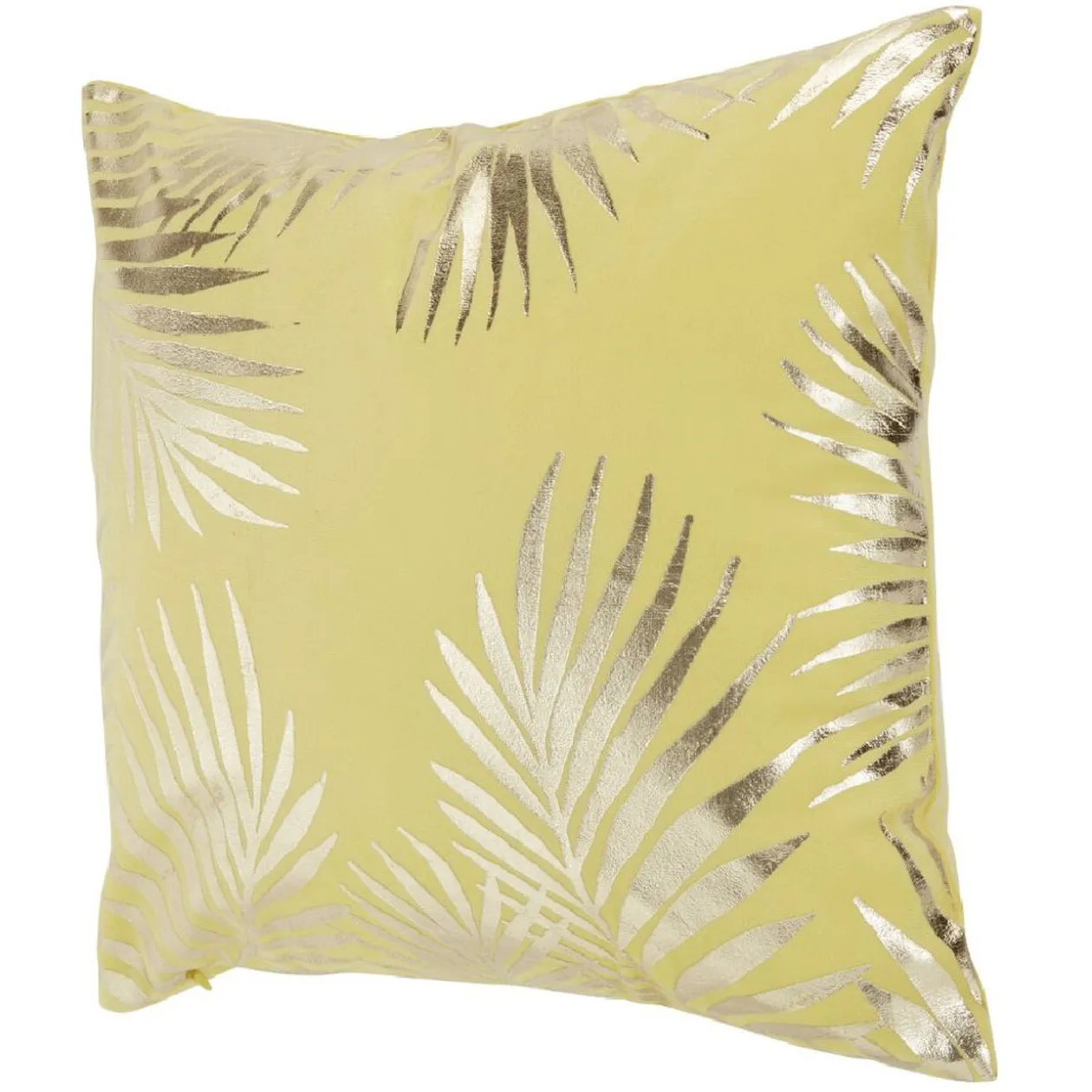 Housse de coussin imitation velours 40x40cm jaune moutarde motif argenté