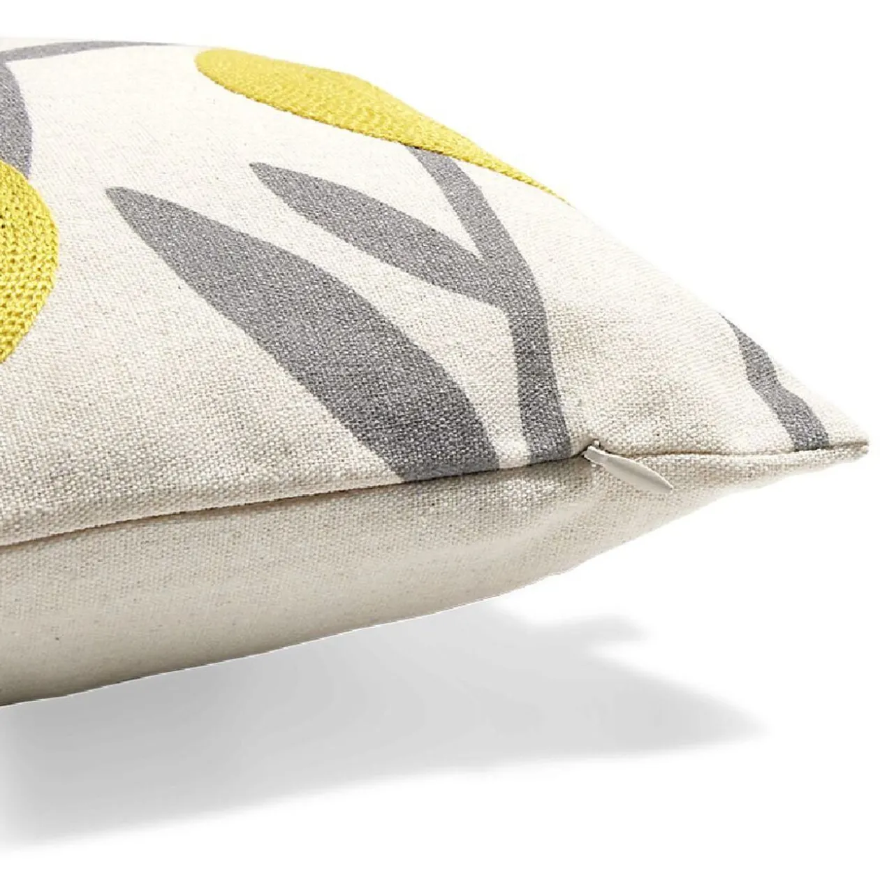 Housse de coussin imprimé floral jaune avec broderie 30x50cm