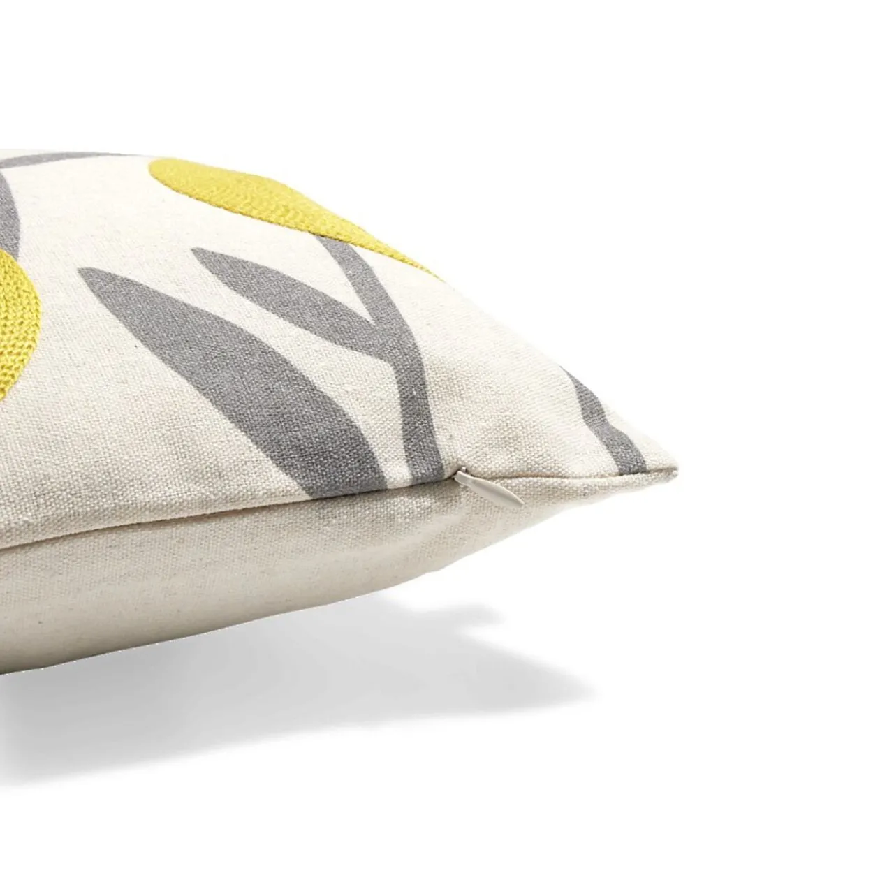 Housse de coussin imprimé floral jaune avec broderie 30x50cm